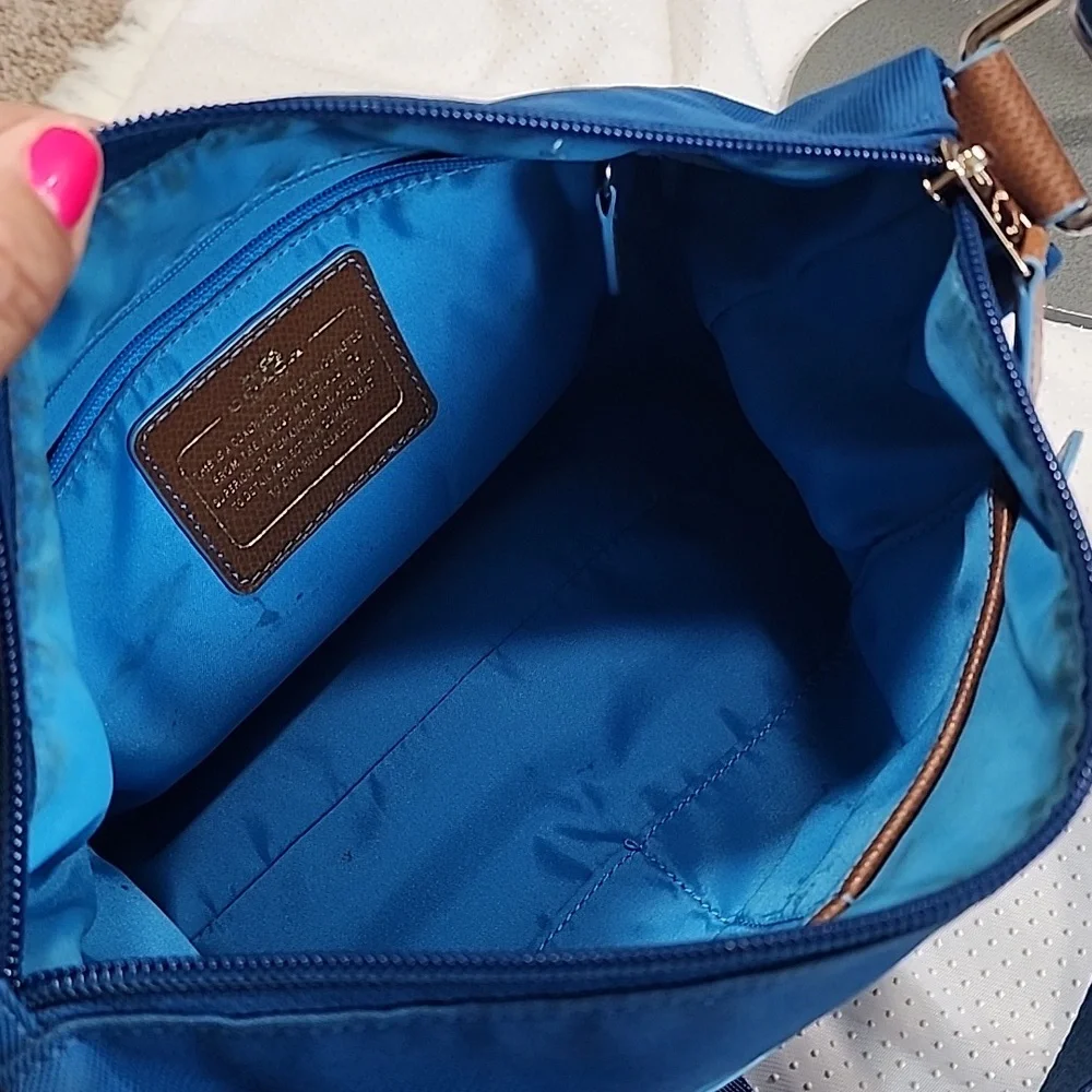 Coach F37239 Sawyer  Blue Canvas Crossbody Bag